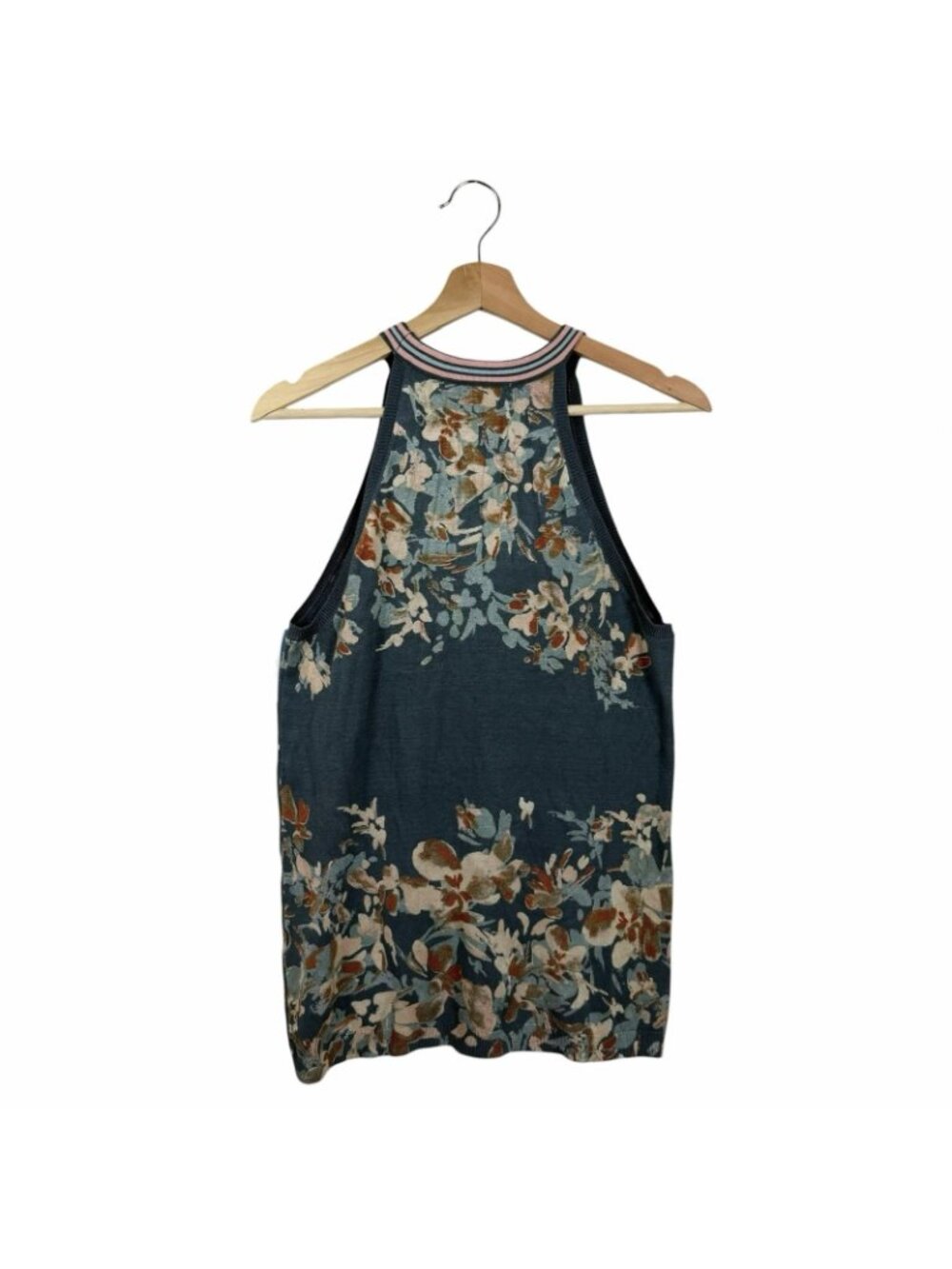 Daniel Rainn Sleeveless Floral Top Size Medium High Grecian Halter Neckline - Picture 3 of 8